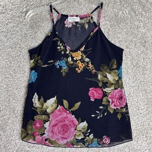 Lavender Field Sleeveless‎ Top Floral Small Sheer Multicolor
